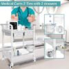 Mobile Medical Cart, 2 Tier Trolley 120 Lbs, with 2 Drawers Carts, Beauty Salon Rolling Trolley with Dirt Buckets, 360° Rotate Wheels, Heavy Duty Medical Utility Cart for Hospital Dental Clinic