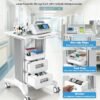 Medical Rolling Storage Crash Cart with Wheels & Drawers, Hospital Mobile Ultrasound cart with 5 Drawers & Power Strip,IV Pole,Needle Disposal,O2 Holder,Nursing Emergency Cart for Hospital, Clinic