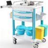 Medical Rolling Storage Crash Cart with Wheels & Drawers, Hospital Mobile Ultrasound cart with 5 Drawers & Power Strip,IV Pole,Needle Disposal,O2 Holder,Nursing Emergency Cart for Hospital, Clinic
