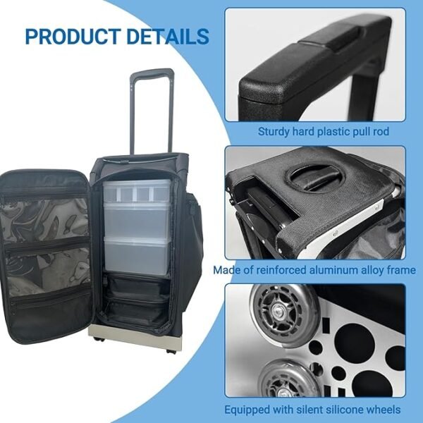 71RV8Io+DOL._AC_SX679_ Modular Medical House Call Case Professional Doctor Visit Rolling Storage Cart for Clinics, Physicians & Veterinary Use, Aluminum Alloy, 13.2" L x 10.2" W x 21.7" H