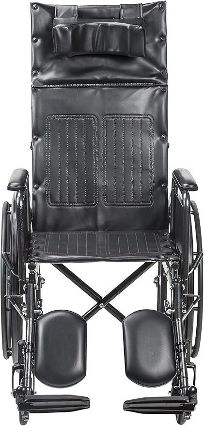 Drive Medical SSP16RBDFAV Silver Sport Recliner, Vinyl Upholstery, 16" Wide Seat, Hydraulic Reclining Mechanism, Carbon Steel Frame, Composite Mag-Style Wheels, 8" Front Casters, Padded Armrests