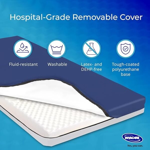 Invacare Solace Hospital Bed Mattress, Deep Fortress-Cut Zoned Pressure Relief & Redistribution, Dual-Layer Therapeutic Foam, 3-Zone Targeted Support, 2-Way Stretch Waterproof Cover & Welded Zipper