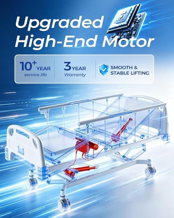 5 Function 600LBS Full Electric Hospital Bed, Beds for Home Use, Special Needs Medical Bed for Seniors with Mattress, Adjustable Hospital, Frame IV Pole, Medical Equipment Beds