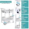 Mobile Medical Cart, 2 Tier Trolley 120 Lbs, with 2 Drawers Carts, Beauty Salon Rolling Trolley with Dirt Buckets, 360° Rotate Wheels, Heavy Duty Medical Utility Cart for Hospital Dental Clinic