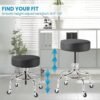 VivaComfort Black Medical Stool, Adjustable Height Rolling Doctor Stool, 300 lbs. Weight Capacity