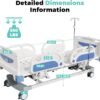 Advanced 5-Function Full Electric Hospital Bed,90% Pre-Installed,Adjustable Height ICU Medical Bed for Home Use with 4.7" Waterproof Mattress,5" Large Locking Casters,IV Pole,550LBS Loading