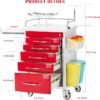71f+wIUwngL._AC_SX679_ Medical Cart,Emergency Rolling Crash Cart with CPR Board,Adjustable IV Pole&O2 Holder,Silent Casters,Mobile Emergency Medical Cart with Drawer Dividers for Hospital Clinic Nursing Facilities (Red)