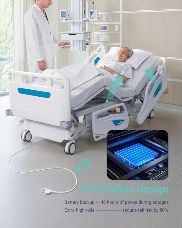 Upgrade 6-Function Full Electric Hospital Bed, hospital beds for home use with CPR One-Click Recovery, Timotion Motor, Weight capacity up to 550 lbs, Adjustable Medical Bed for Elderly Patients