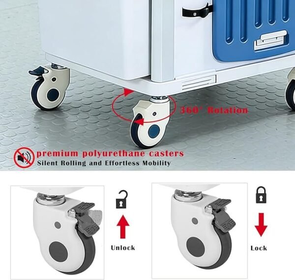 71jesMgOXdL._AC_SX679_ (1) Medical Cart,Emergency Rolling Crash Cart with CPR Board,Adjustable IV Pole&O2 Holder,Silent Casters,Mobile Emergency Medical Cart with Drawer Dividers for Hospital Clinic Nursing Facilities (Red)