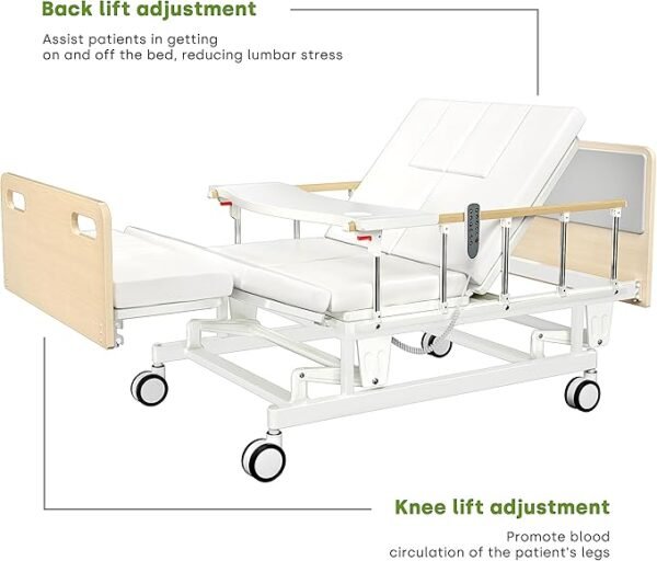 Fully Electric Hospital Bed for Home Use with Premium Mattress, Rails and IV Pole, HomeCare Hospital Beds Set, Hi Low Hospital Bed, 16" - 28" Height Range