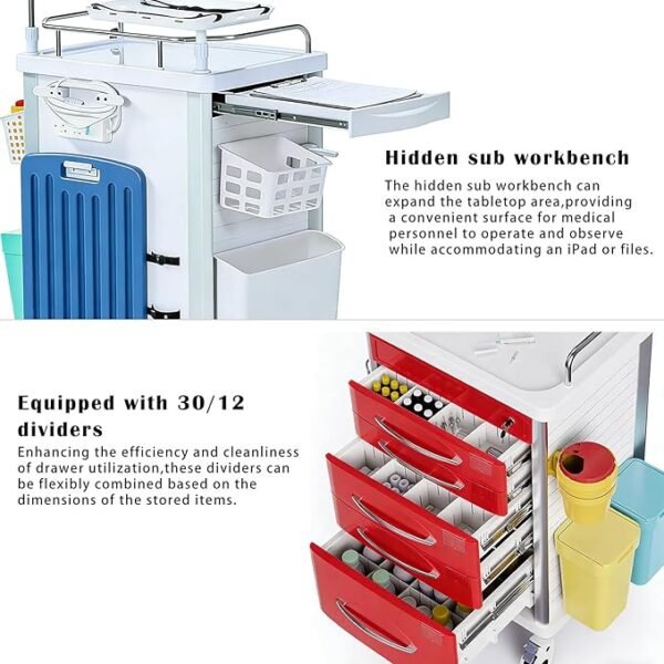 71m7fRmL1TL._AC_SX679_ Medical Cart,Emergency Rolling Crash Cart with CPR Board,Adjustable IV Pole&O2 Holder,Silent Casters,Mobile Emergency Medical Cart with Drawer Dividers for Hospital Clinic Nursing Facilities (Red)