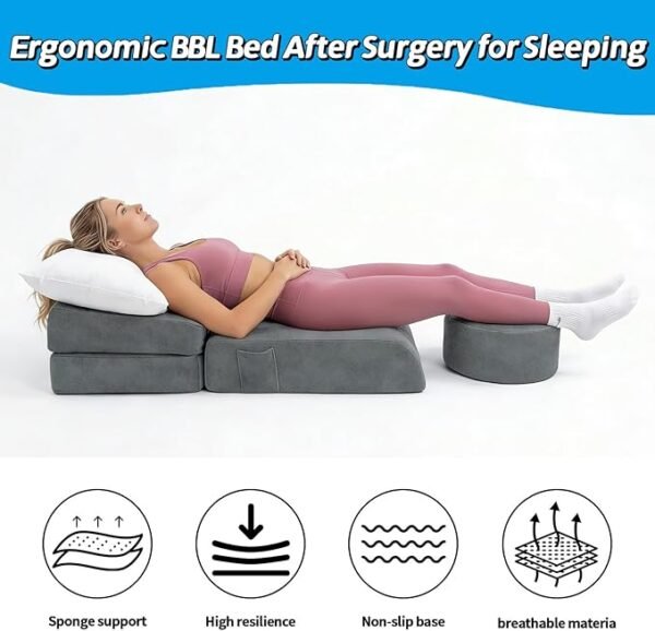 BBL Cushion, Tri-Fold BBL Pillow After Surgery for Sleeping, Adjustable-Size Hip Opening, Flexible Disassembly and Placement, Colchon para BBL with Hole, Enhance Comfort Soft Sponge Support