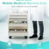Medical Cart with 5 Drawers and Lock, Rolling Medical Bedside Cabinet on Wheels, Steel Medication Cart 13" D x 24.5" W x 29" H for Hospital Clinic Office School Infirmary, Beige