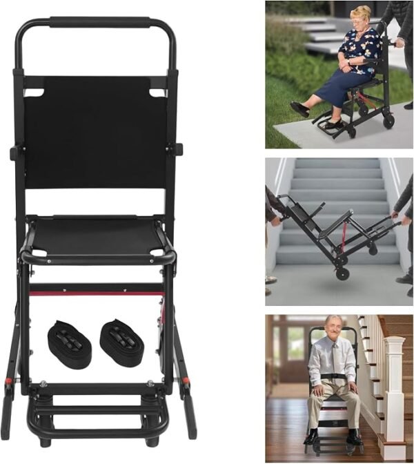 EMS Mobility Chair, Medical Emergency Patient Transfer Chair, 4-Wheel Evacuation Chair Load-Capacity 396.83lbs for First Aid Centers, Ambulances, Hospitals, Medical Institutions (Yellow)