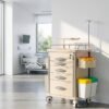 Medical Rolling Storage Crash Cart with Wheels, 5-Tier Medical Cart with Drawers, Adjustable IV Pole, Trash Bin & O2 Holder, Needle Disposal Holder, Silent Casters, Ideal for Hospitals (Grey)