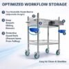 *Improved & Upgraded* Medical Stainless Steel 2 Tier Rolling Cart with Wheels and Drawers | Dental Hospital Nursing Trolley | Easy-to-Disinfect Phlebotomy Mobile Workstation