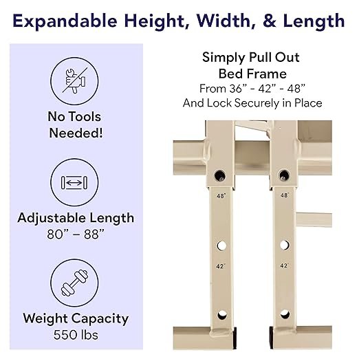 Ultra Wide Adjustable Hospital Bed with 48" Foam Mattress - 14"-30" Height Range, 36”-42”-48” Width Range, 80”-88” Length Range - Full Electric Bariatric Medical Bed, 8 Function Hand Pendant -Cherry