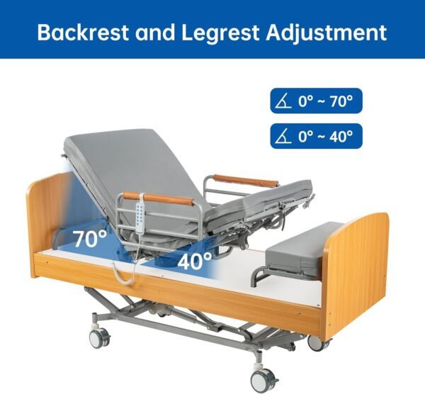 71sUfMBQR+L._AC_SL1500_ Hospital Bed with 3 Electric Functions, Ultra Low Electric Medical Bed with 6" Foam Mattress, Adjustable Height 7.2”-27.7”, Easy Installation, 530 lbs Capacity
