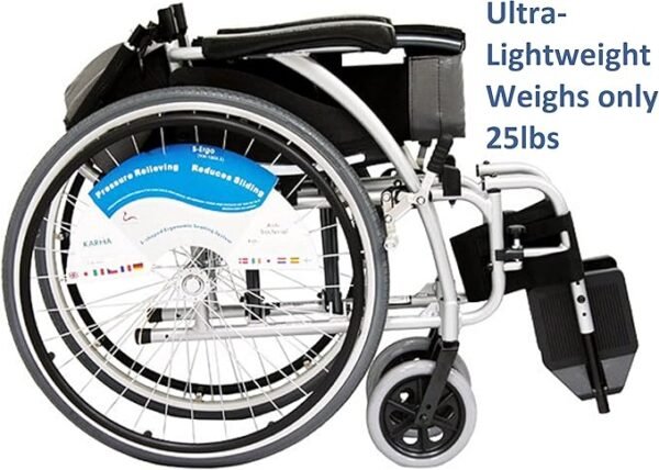 71tsCBiz84L._AC_SX679_ Karman S-115 Ergonomic Wheelchair 25 lbs, 16" Seat and Quick Release Axles, Pearl Silver