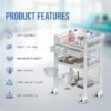 3 Tier ABS Medical Cart Stunning Grey | Rolling Esthetician 330lb Capacity Trolley with Lockable Casters | Supply Mobile Station for Clinics, Labs, Dental & Beauty Spas