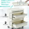Medical Cart with 5 Drawers and Lock, Rolling Medical Bedside Cabinet on Wheels, Steel Medication Cart 13" D x 24.5" W x 29" H for Hospital Clinic Office School Infirmary, Beige