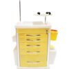 MS3C-550, Lite Mobile Crash Cart with Emergency Accessory Package, Cardiac Board, IV Pole, O2 Holder, Power Strip, Isolation Yellow