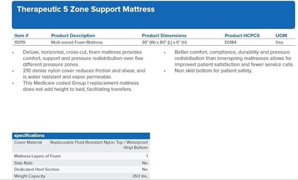Drive Medical 15019 Therapeutic Foam Mattress, White