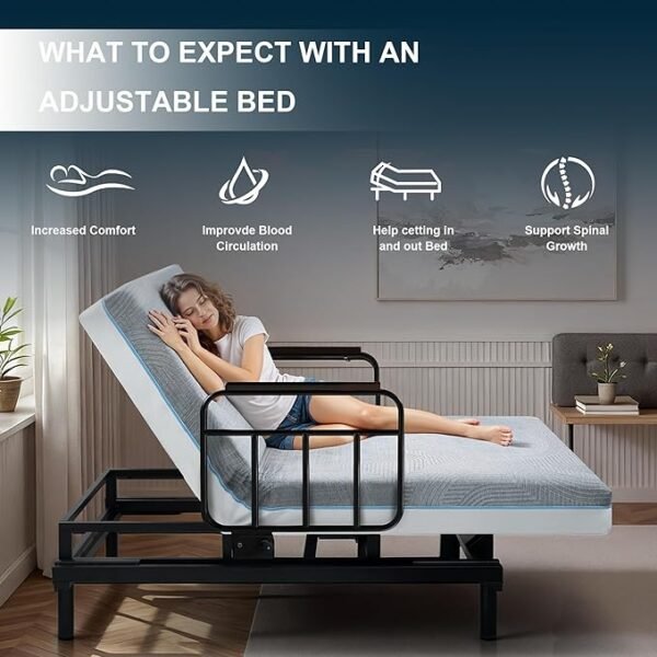 Leavader 3-in-1 Adjustable Hospital Bed with Dual Motors, Convertible to Wheelchair & Stretcher, Electric Nursing Bed with Remote, Safety Rails, Heavy Duty Elderly Home Care Bed