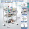 3 Tier ABS Medical Cart Stunning Grey | Rolling Esthetician 330lb Capacity Trolley with Lockable Casters | Supply Mobile Station for Clinics, Labs, Dental & Beauty Spas