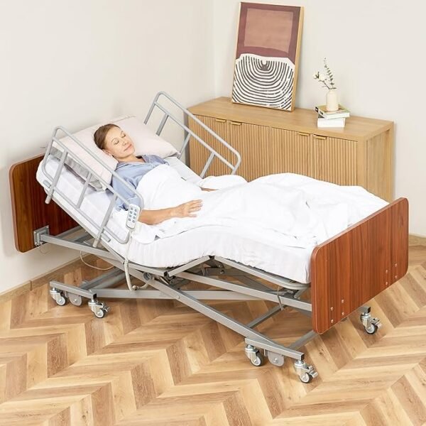 812GxdjyOhL._AC_SX679_ Hospital Bed with 3 Electric Functions, Ultra Low Electric Medical Bed with 6" Foam Mattress, Adjustable Height 7.2”-27.7”, Easy Installation, 530 lbs Capacity