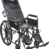 Drive Medical SSP16RBDFAV Silver Sport Recliner, Vinyl Upholstery, 16" Wide Seat, Hydraulic Reclining Mechanism, Carbon Steel Frame, Composite Mag-Style Wheels, 8" Front Casters, Padded Armrests