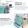 Rolling Crash Cart Medical with Drawers - Adjustable IV Pole, Silent Casters, Needle Disposal Holder, Trash Bin, O2 Holder, Utility Trolley Cart for Clinic, Hospital, Salon, Lab