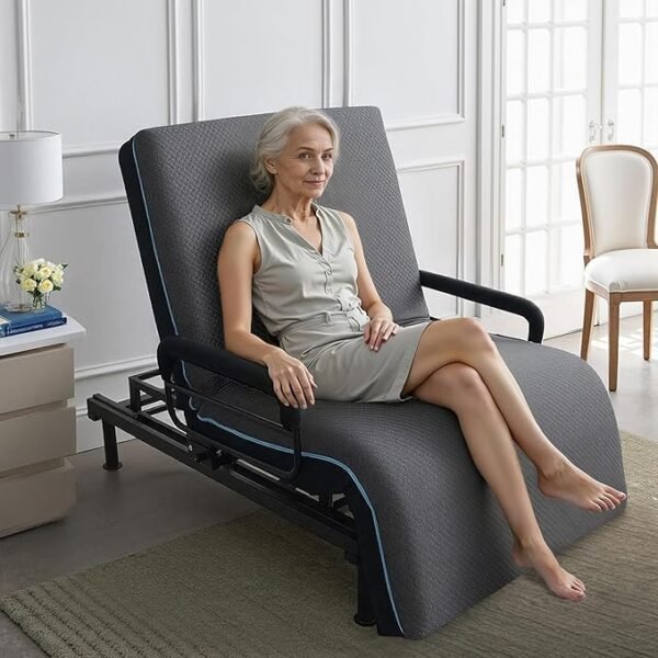 Leavader 3-in-1 Adjustable Hospital Bed with Dual Motors, Convertible to Wheelchair & Stretcher, Electric Nursing Bed with Remote, Safety Rails, Heavy Duty Elderly Home Care Bed