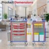 Medical Rolling Storage Crash Cart with Wheels, 5-Tier Medical Cart with Drawers, Adjustable IV Pole, Trash Bin & O2 Holder, Needle Disposal Holder, Silent Casters, Ideal for Hospitals (Grey)