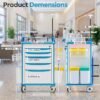 Medical Rolling Storage Crash Cart with Wheels, 5-Tier Medical Cart with Drawers, Adjustable IV Pole, Trash Bin & O2 Holder, Needle Disposal Holder, Silent Casters, Ideal for Hospitals (Grey)