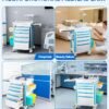 Medical Rolling Storage Crash Cart with Wheels & Drawers, Hospital Mobile Ultrasound cart with 5 Drawers & Power Strip,IV Pole,Needle Disposal,O2 Holder,Nursing Emergency Cart for Hospital, Clinic
