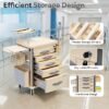 Medical Rolling Storage Crash Cart with Wheels, 5-Tier Medical Cart with Drawers, Adjustable IV Pole, Trash Bin & O2 Holder, Needle Disposal Holder, Silent Casters, Ideal for Hospitals (Grey)
