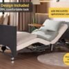Electric Hospital Bed for Home Use – 5 Functions, Advanced German LIMOSS Motor, Ultra-Low 8.5"–25" Adjustable Height, Double Solid Wood Panels with Medical Overbed Table & Foldable Rails