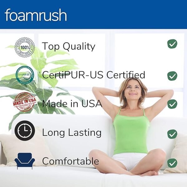 FoamRush 2" x 36" x 84" Hospital Bed, Gel Memory Foam Foam Replacement, Soft Support, Comfort, Pressure Relief, Made in USA, Travel Camper Trailer Truck, Cover Not Included