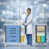 81LpHxOLK-L._AC_SX679_ Medical Crash Cart | Emergency Rolling Trolley with 5 Locking Drawers | Hospital Procedure & Lab Utility Cart w/IV Pole, CPR Board, Defib Shelf & Power Strip | Mobile Workstation for Dental & Clinic