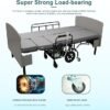 Adjustable Hospital Bed for Seniors Elderly with Mattress, Electric Lift Bed with Remote, Fall-Safe Frame&Meal Tray,Head&Foot Incline,Adjustable Bed Base for Safe Lying/Standing/Aid/Sitting,Twin