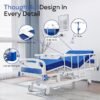 Premium Full Electric Hospital Bed for Home Use, 5 Function Medical Bed with 4.7” Foam Mattress, Height Adjustable, Central Locking System, Includes Sheets (2X) (5 Function)