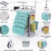 Rolling Crash Cart Medical with Drawers - Adjustable IV Pole, Silent Casters, Needle Disposal Holder, Trash Bin, O2 Holder, Utility Trolley Cart for Clinic, Hospital, Salon, Lab