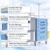 81ZHdemqA-L._AC_SX679_ Medical Crash Cart | Emergency Rolling Trolley with 5 Locking Drawers | Hospital Procedure & Lab Utility Cart w/IV Pole, CPR Board, Defib Shelf & Power Strip | Mobile Workstation for Dental & Clinic