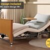 Electric Hospital Bed for Home Use – 5 Functions, Advanced German LIMOSS Motor, Ultra-Low 8.5"–25" Adjustable Height, Double Solid Wood Panels with Medical Overbed Table & Foldable Rails