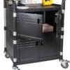 JaboEquip Commercial Heavy Duty Cabinet Rolling Medical Cart, Utility Cart, with 2 Lockable Doors Hospitality School Lab cart Service Cart, JB-3D2, Black Color