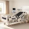 Premium 5 Function Full Electric ICU Hospital Bed with 4.7" Mattress for Home Use-17.7" - 29.5" Height Range-CPR One-Click Recovery-5" Casters, 550LBS Loading, Adjustable Medical Bed Frame-Navy