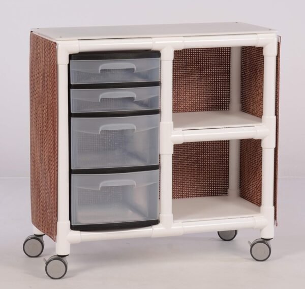 IPU Dialysis Supply Cart - White PVC - 2 Shelves - 44 lbs - 33.5" H x 33" W x 14.5" D - Easy-Maneuver Casters