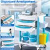 Medical Trolley Cart White with Laptop Tray & Oral Scanner Holder 220LBS, Mobile Rolling Workstation with Drawer & Lockable Wheels for Hospital Dental Clinic Beauty Salon Lab (White, with 1 Drawer)