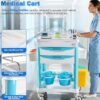 Professional Medical Cart with 150 lbs Capacity – Adjustable Height Rolling Trolley for Hospital, Dental Clinic, Beauty Salon – 360° Silent Lockable Wheels (with 7 Drawers/White)